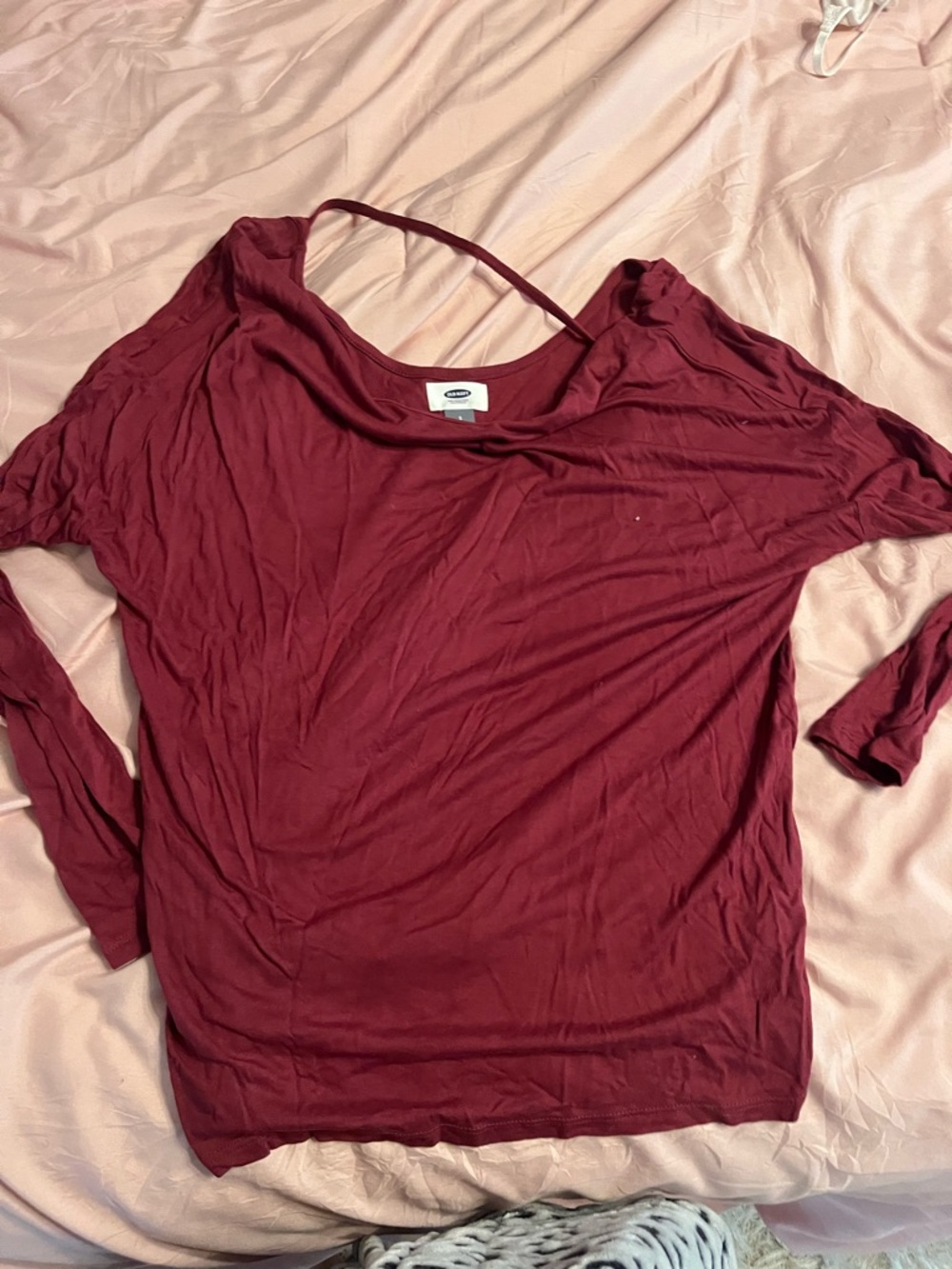 Old Navy Women's Burgundy Long Sleeve Top with Back Strap